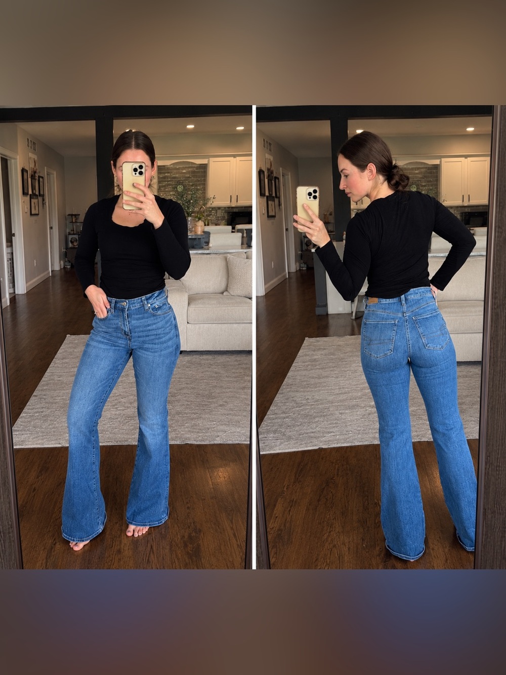 ✨American Eagle Outfitters High-Rise Flare Jeans in Medium Blue Wash✨